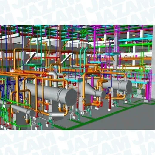 3D render of a heat exchanger design for an industrial plant.
